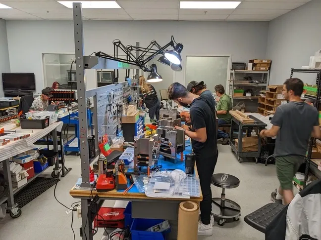 Several people focused on production